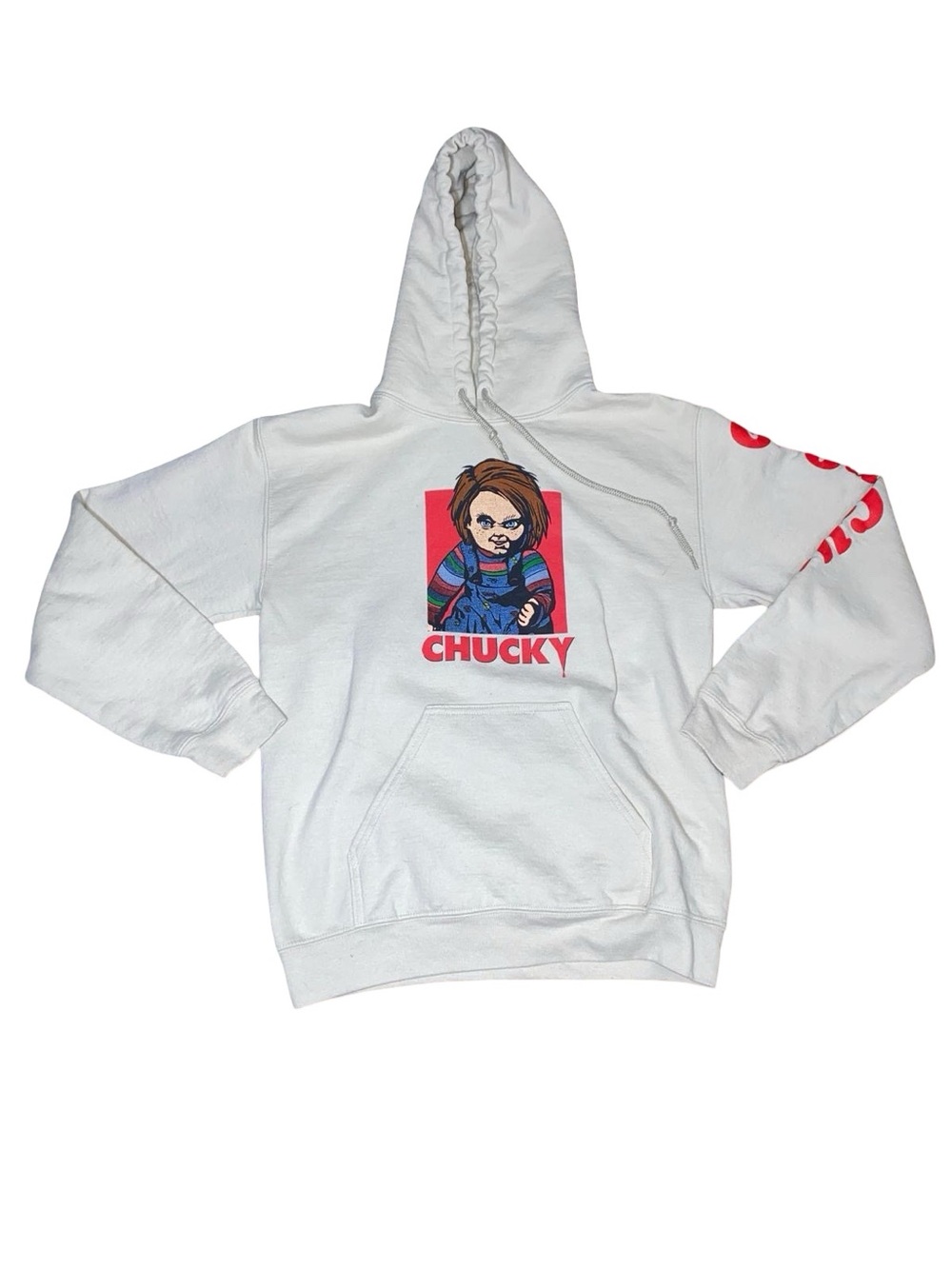 Official Chucky Child's Play Graphic Pullover Hoodie White Men's Size Small